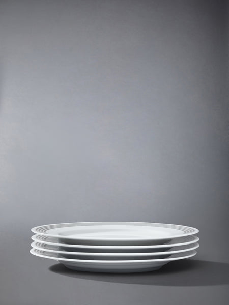 LIMOGES PORCELAIN 4-BAR HAVILAND TEA TIME PLATES SET WHITE